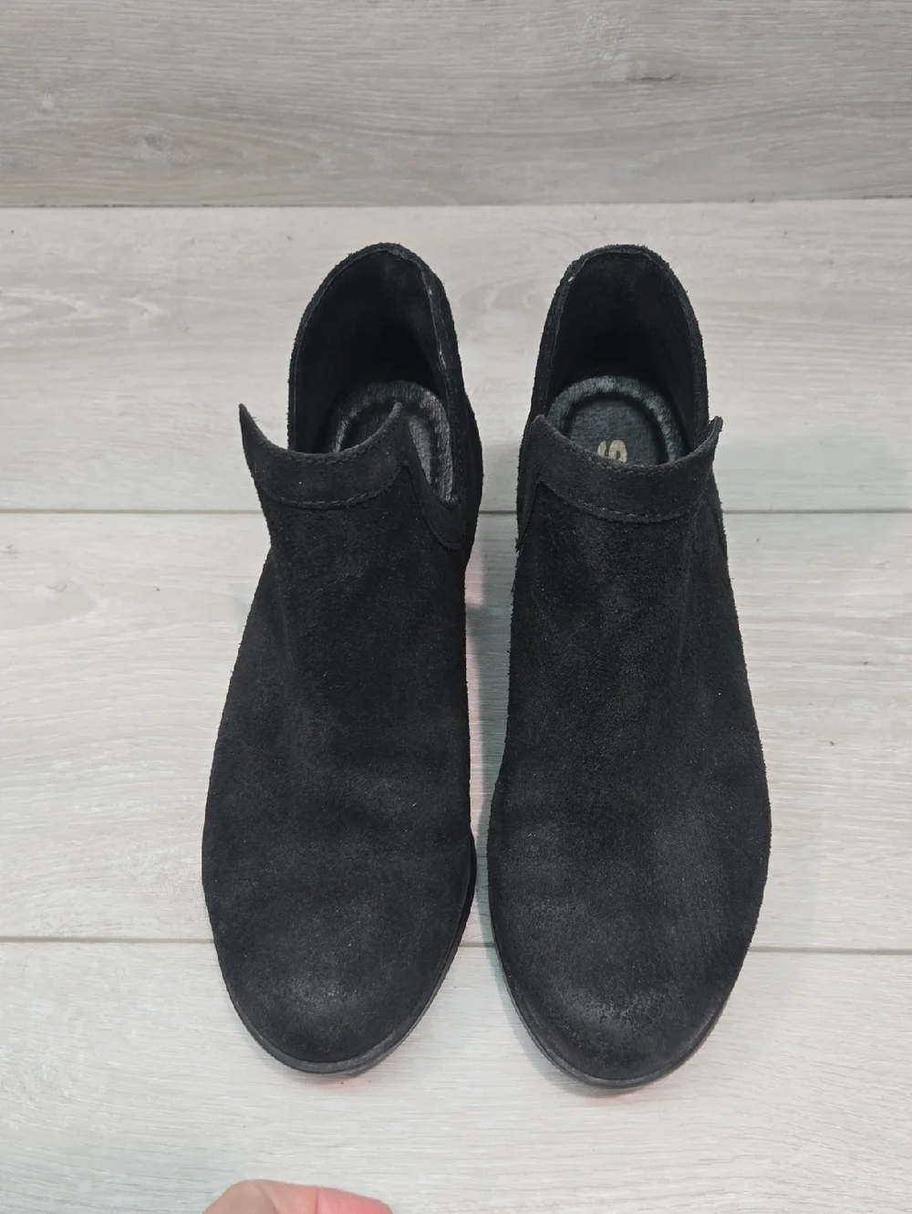 Sorel Women Cur Out Side Ankle Black Suede  Boots Shoes Sz 6